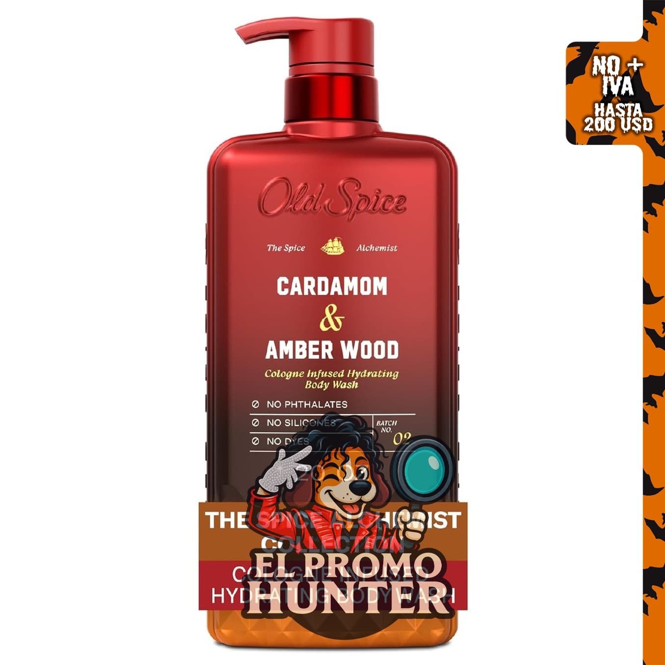 Old Spice Gel de baño para hombres, aroma a cardamomo y madera de ámbar, 20 oz (591 ml).