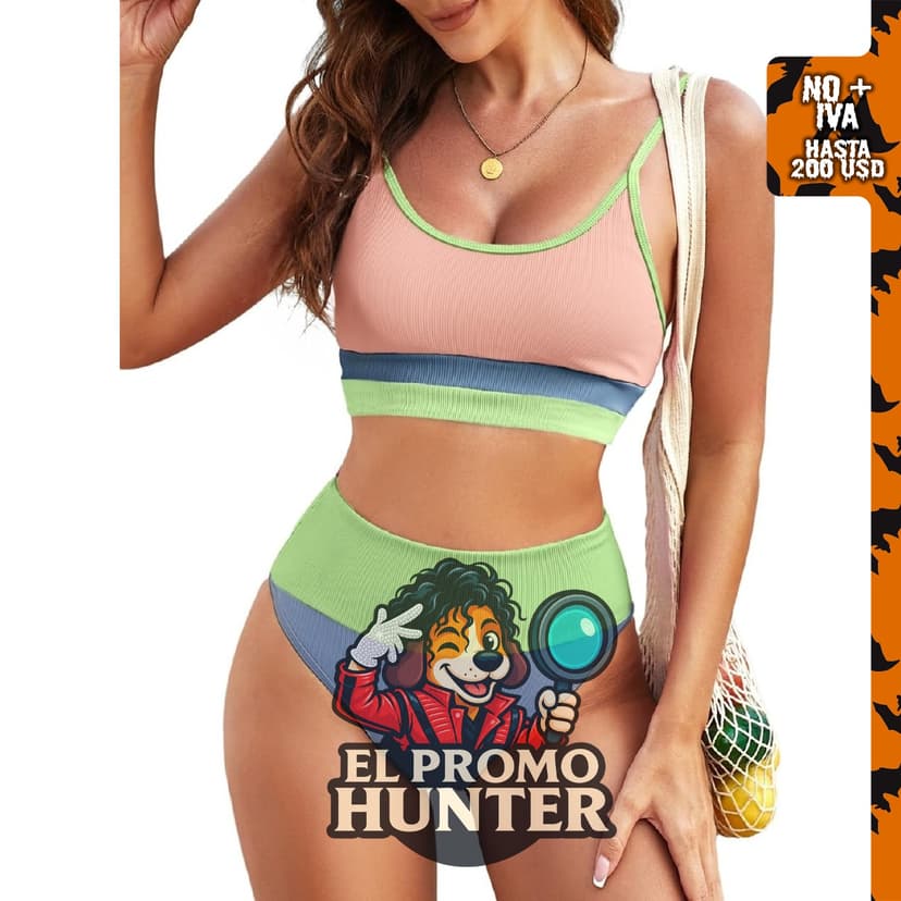 Conjunto de bikini de cintura alta de 2 piezas para mujer.