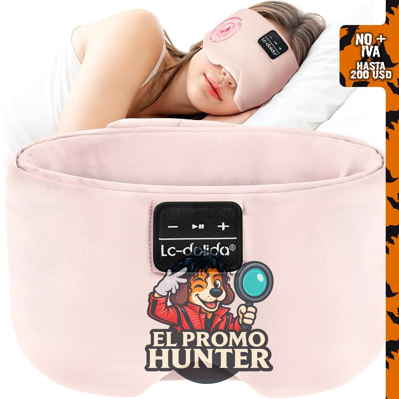 LC-dolida Máscara de dormir con auriculares Bluetooth 5.4, opaca y suave, diseñada para el descanso.