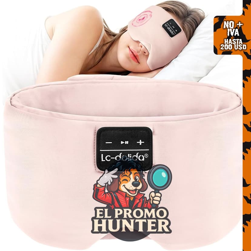 LC-dolida Máscara de dormir con auriculares Bluetooth 5.4, opaca y suave, diseñada para el descanso.