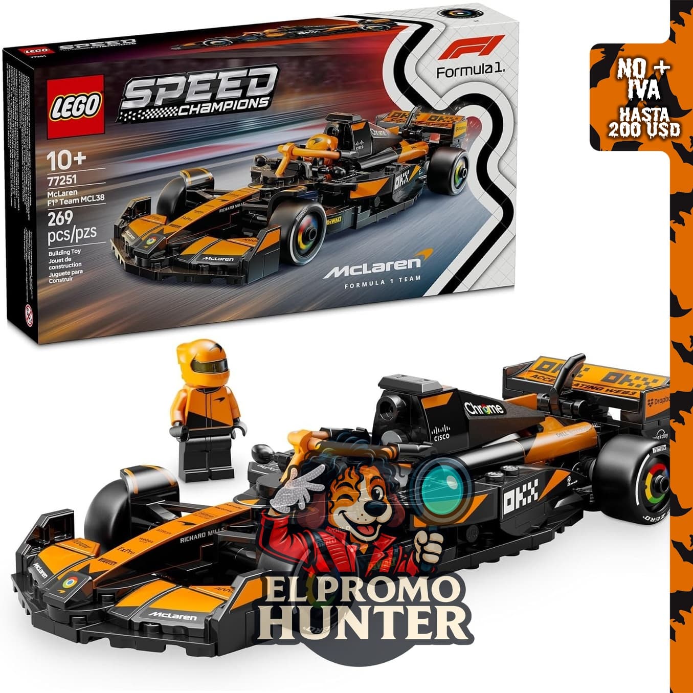 LEGO Speed Champions McLaren F1 Team MCL38 - Juego de construcción para niños a partir de 10 años.
