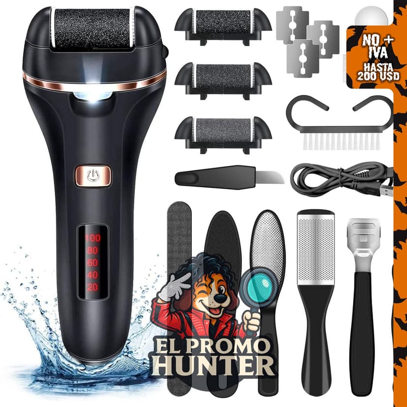 AdamPark removedor eléctrico de callos para pies, kit de pedicura profesional 14 en 1, resistente al agua.
