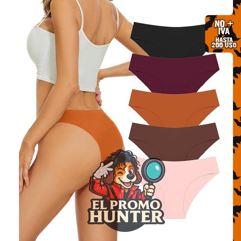 Jaywan Bragas de Bikini Sin Costuras para Mujer, Pack de 5, Ropa Interior Transpirable y Elástica.