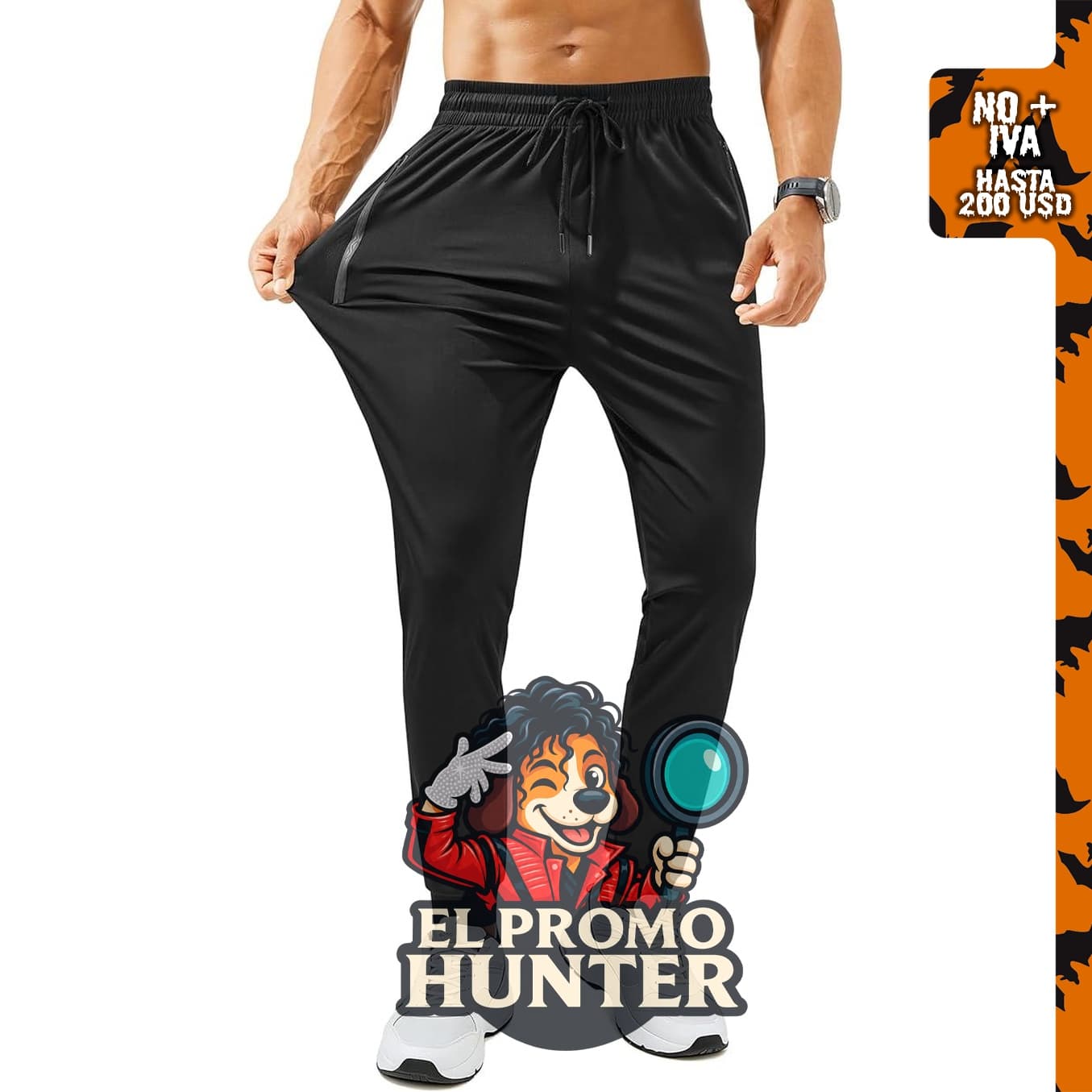 Pantalones deportivos para hombre con bolsillos con cremallera, ligeros y atléticos.