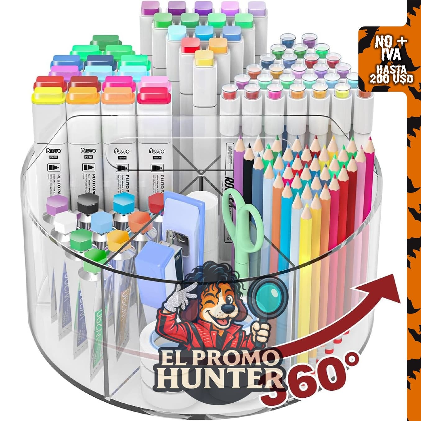 Absonic organizador giratorio de 360 grados para 250 marcadores acrílicos y lápices.