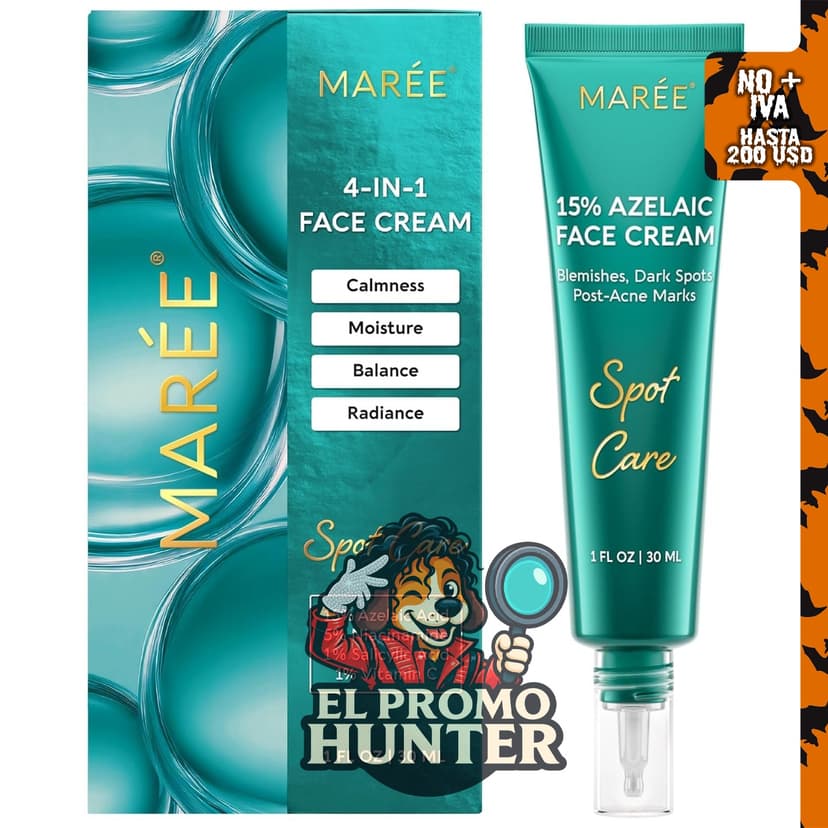 MAREE Crema facial de ácido azelaico al 15%, suero para el rostro.