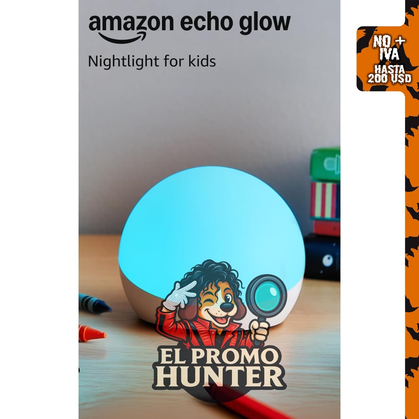 Amazon Echo Glow, luz nocturna para niños, compatible con Alexa.