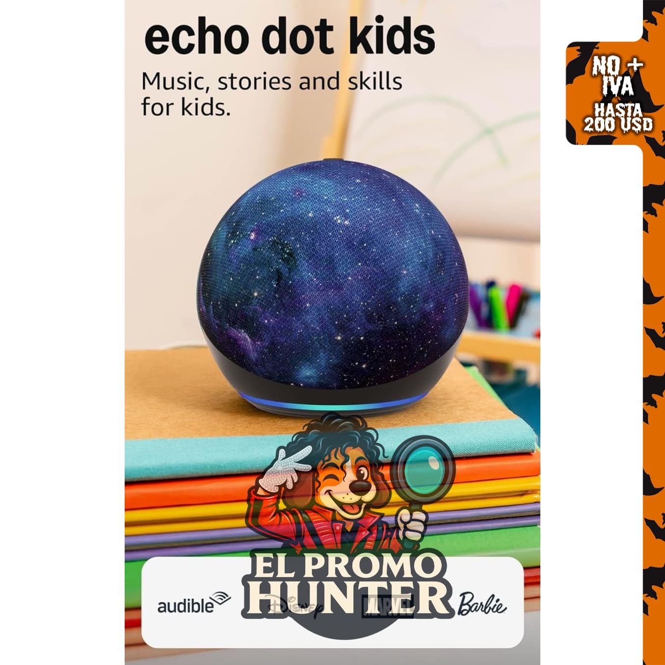 Amazon Echo Dot Kids (último modelo) - parlante inteligente con Alexa+ para audiolibros infantiles y rutinas.