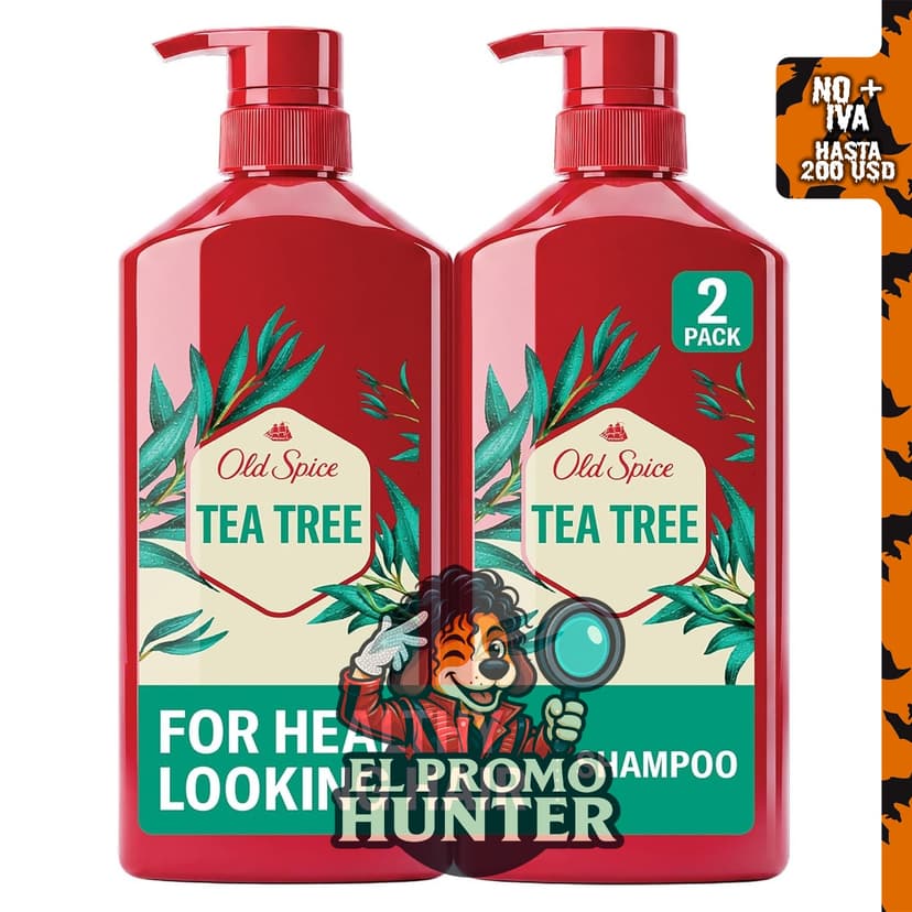 Old Spice Champú de árbol de té para hombre, 21.9 oz (650 ml) cada uno, paquete doble.