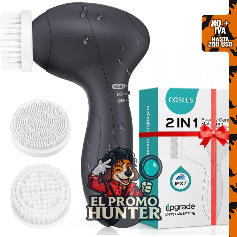 COSLUS Cepillo de Limpieza Facial ajustable con 2 velocidades, diseñado para piel sensible y cuidado de barba.