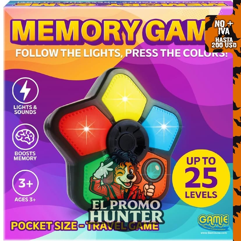 Gamie Classic Mini juego de memoria electrónico, juguete de viaje para niños y adultos, 1 pieza.