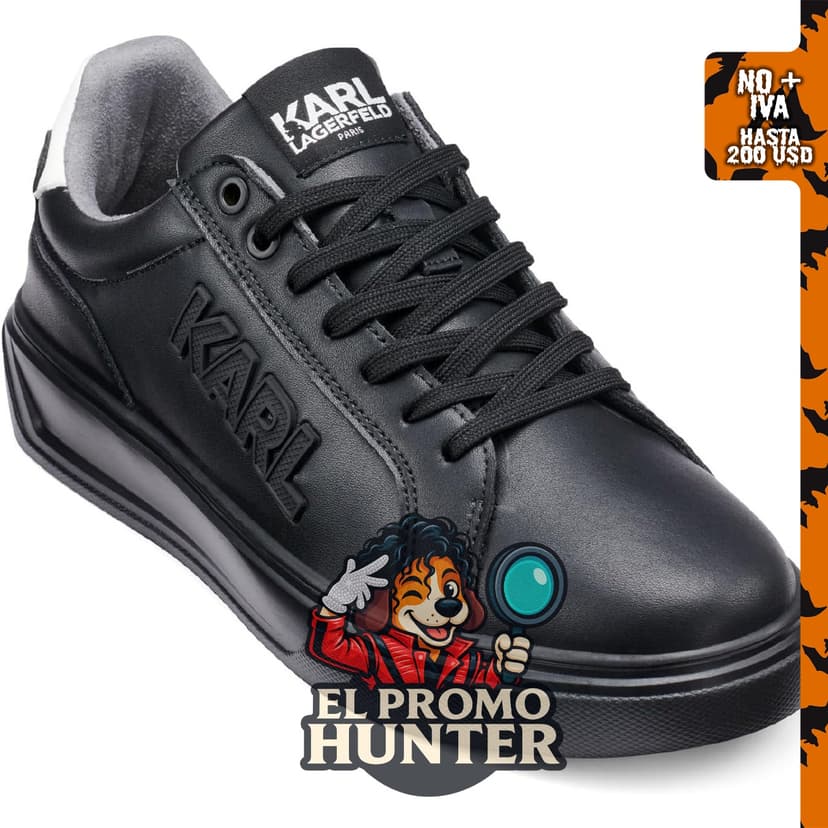 Zapatilla de cuero con cordones para hombre de KARL LAGERFELD, con parche de logotipo.