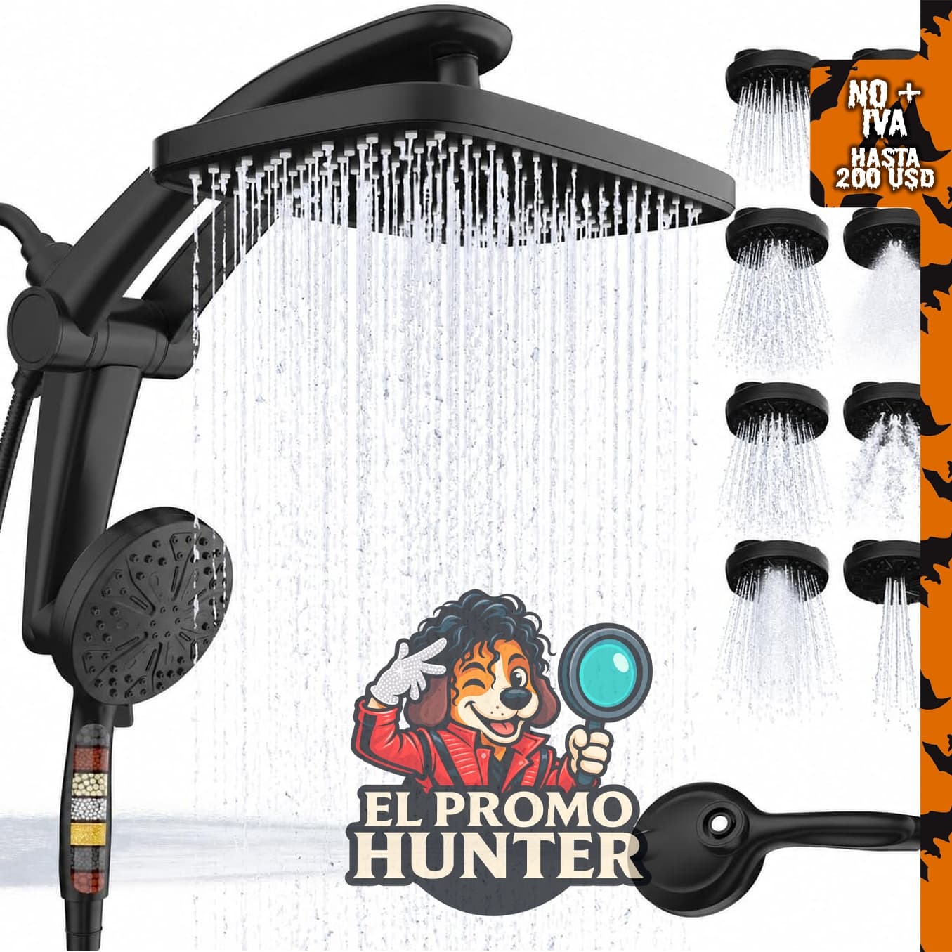 Cabezal de ducha de lluvia de alta presión de 12" (30.48 cm) con combo.