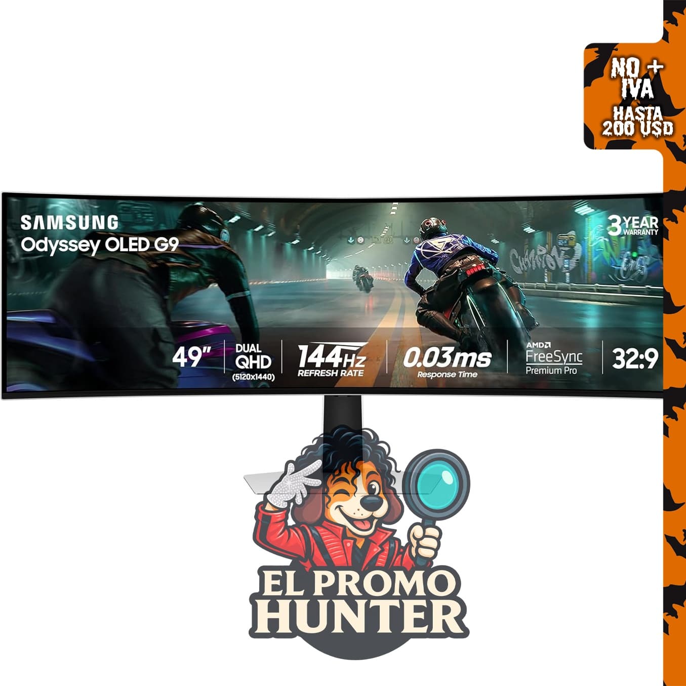 Samsung Odyssey OLED G9 (G91SD) Monitor Curvo Dual QHD QD-OLED para Juegos.
