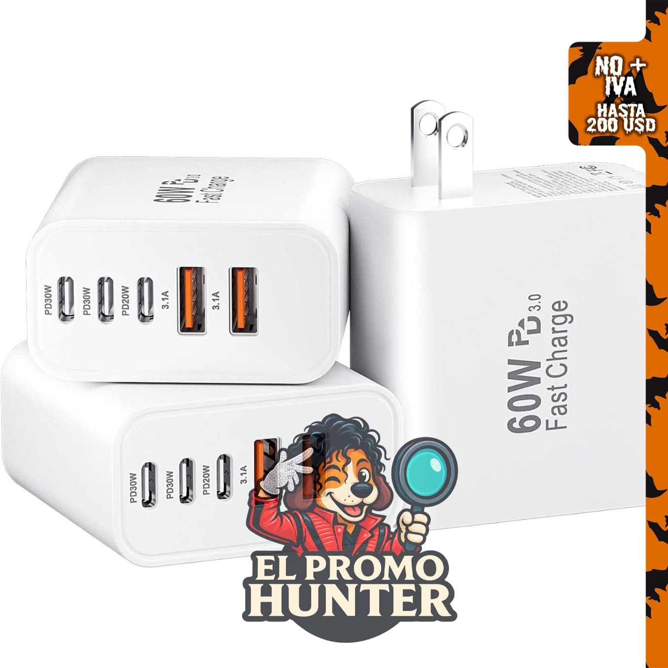 Cargador USB C de carga rápida, adaptador de enchufe.