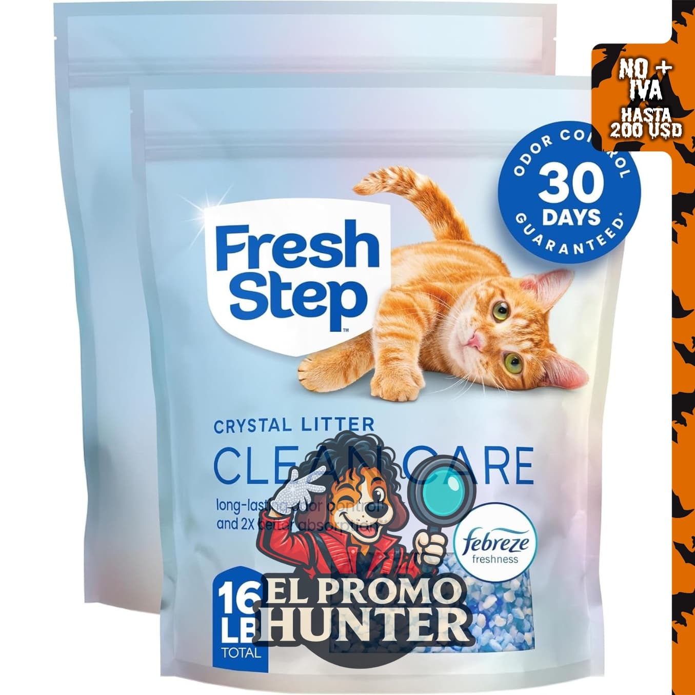 Fresh Step Clean Care - Arena de cristal para gatos, 8 lb (3.63 kg), 2 unidades.