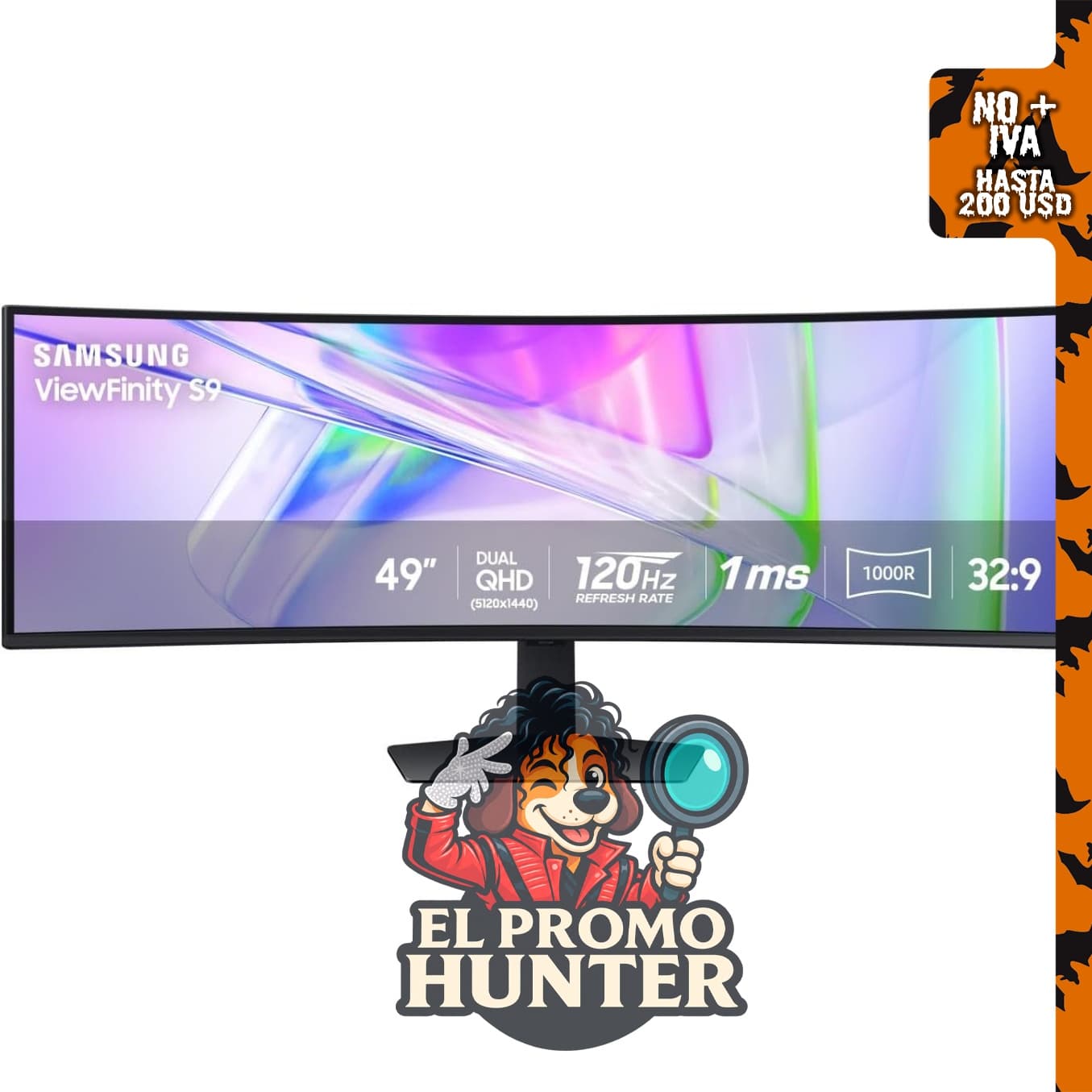 Monitor Samsung 49” Ultraancho Curvo Dual QHD, USB-C, DisplayPort, HDMI, 120Hz, VESA DisplayHDR 400.