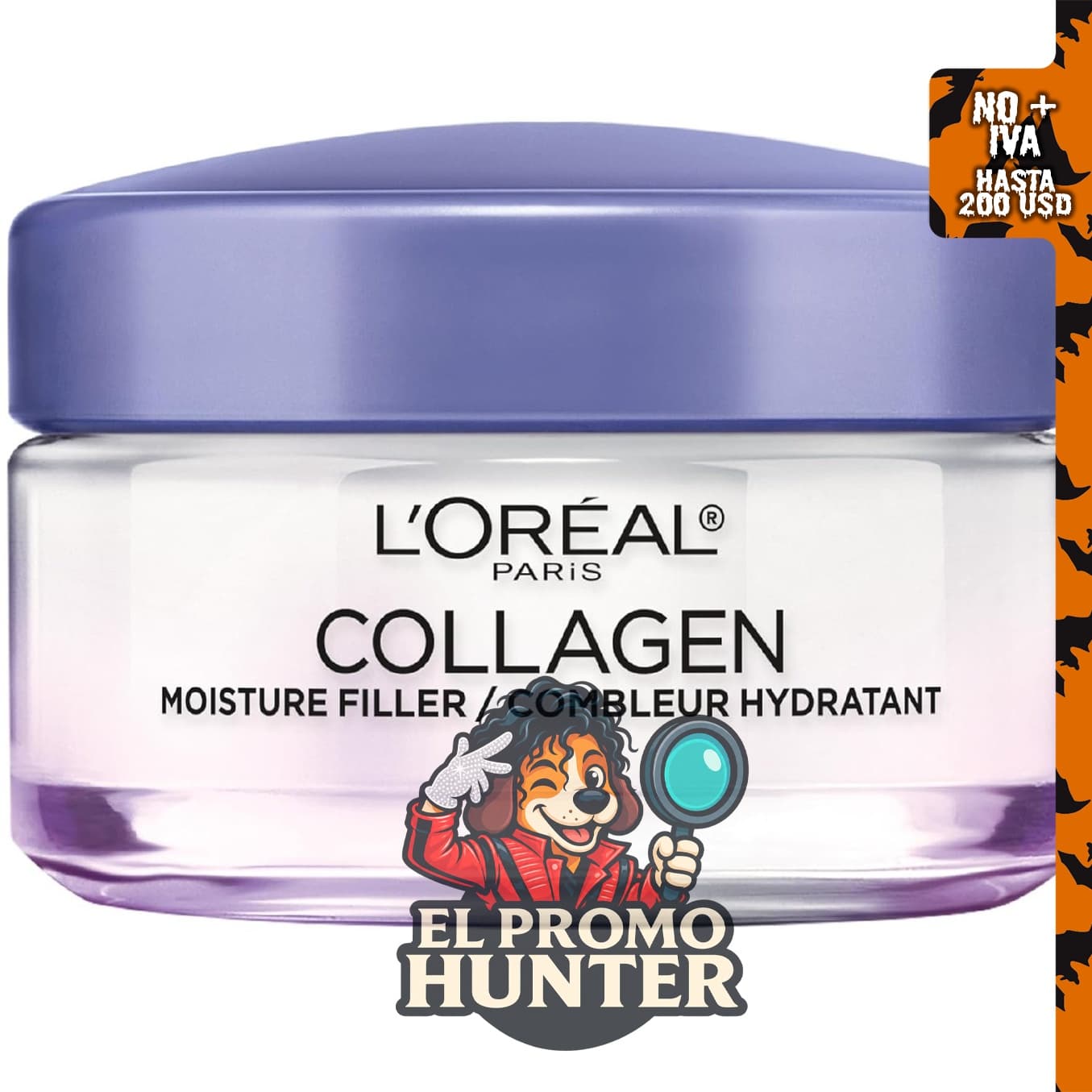 L'Oreal Paris Hidratante facial diario de colágeno, crema facial antienvejecimiento de 1.7 oz (50 ml).