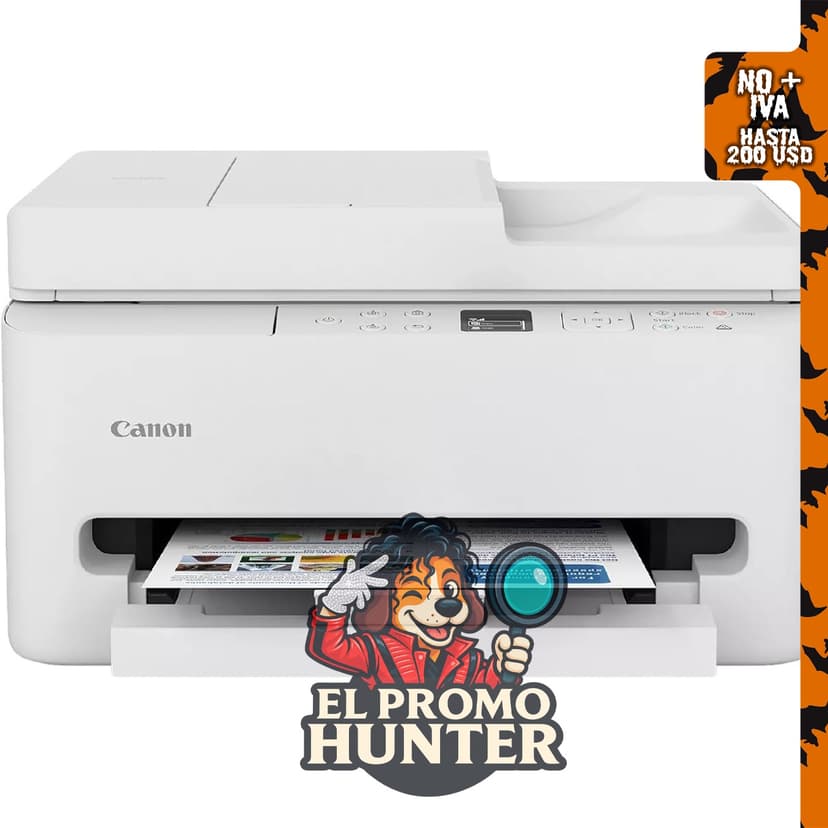 Impresora Canon PIXMA TR7120 inalámbrica a color de inyección de tinta, diseño compacto, con copiadora/escáner y alimentador automático de documentos.