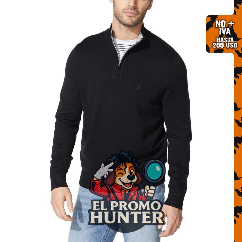Nautica Suéter con Cremallera de un Cuarto para Hombre.