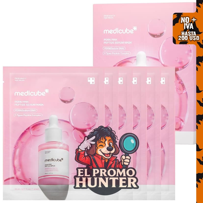 Medicube Máscara de hoja de ampolla de péptido rosa PDRN, 6 unidades.