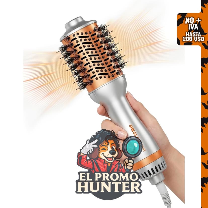 SHEGLAM Mini cepillo secador de pelo, cepillo de aire caliente de viaje de doble voltaje 120 V-240 V, 35000 RPM.