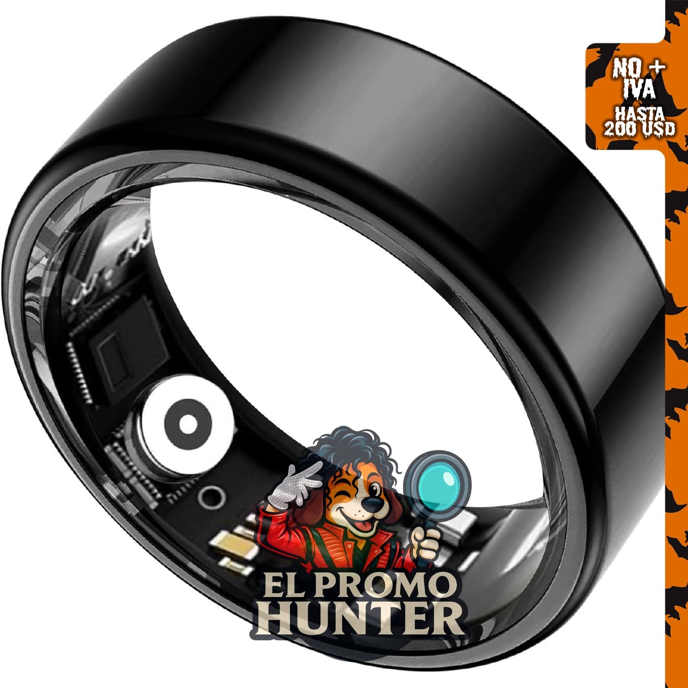 Anillo inteligente para monitoreo de actividad física y sueño.