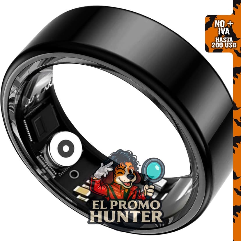 Anillo inteligente para monitoreo de actividad física y sueño.