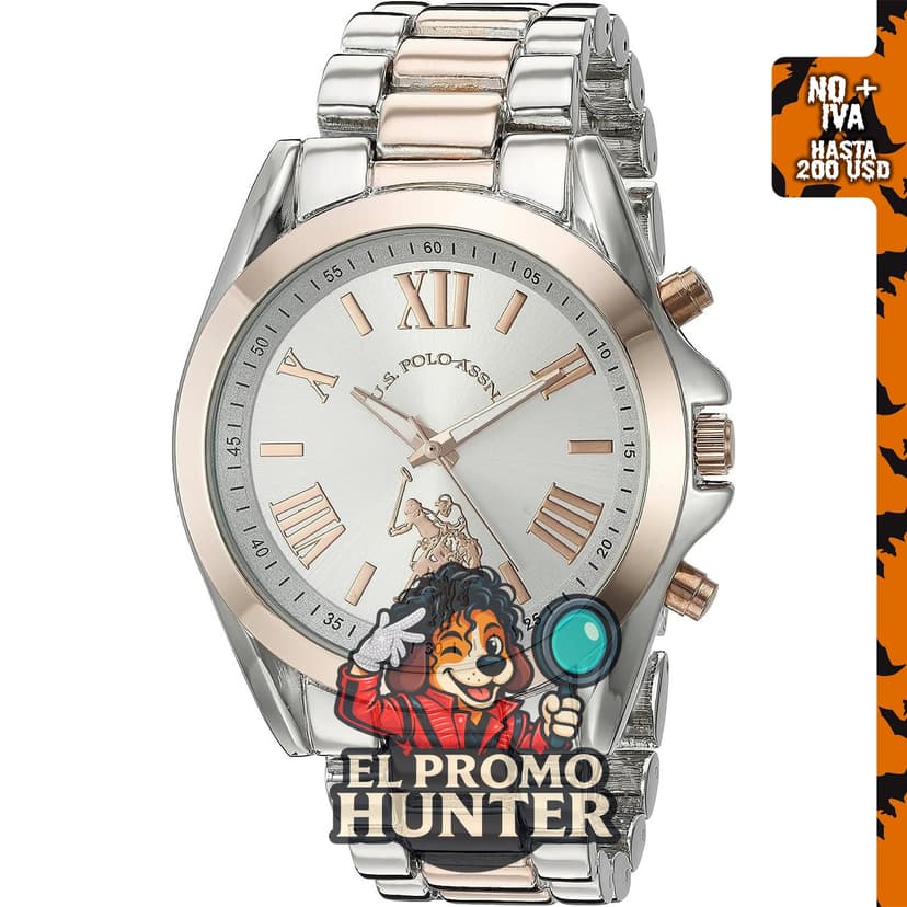 Reloj U.S. Polo Assn. de aleación de metal y cuarzo para mujer, color: dos tonos.
