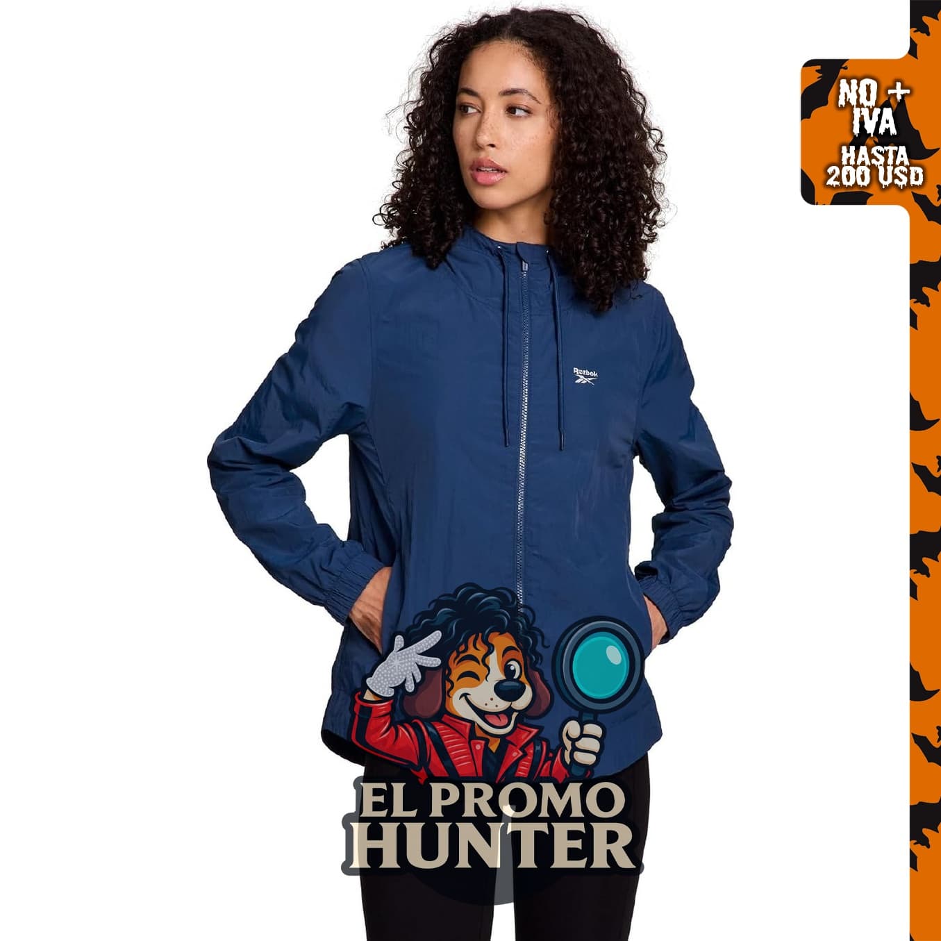 Reebok Chaqueta cortavientos Marathoner para mujer, diseñada para correr.