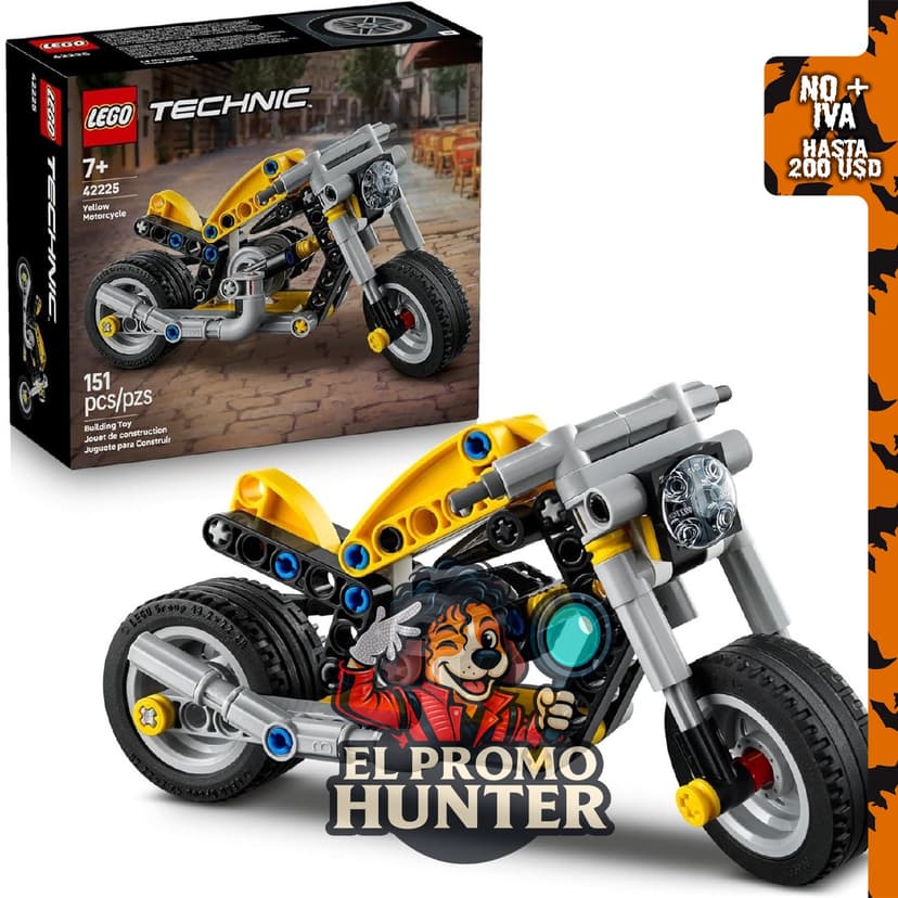LEGO Technic Juguete de motocicleta amarillo, kit de construcción para niños a partir de 7 años.