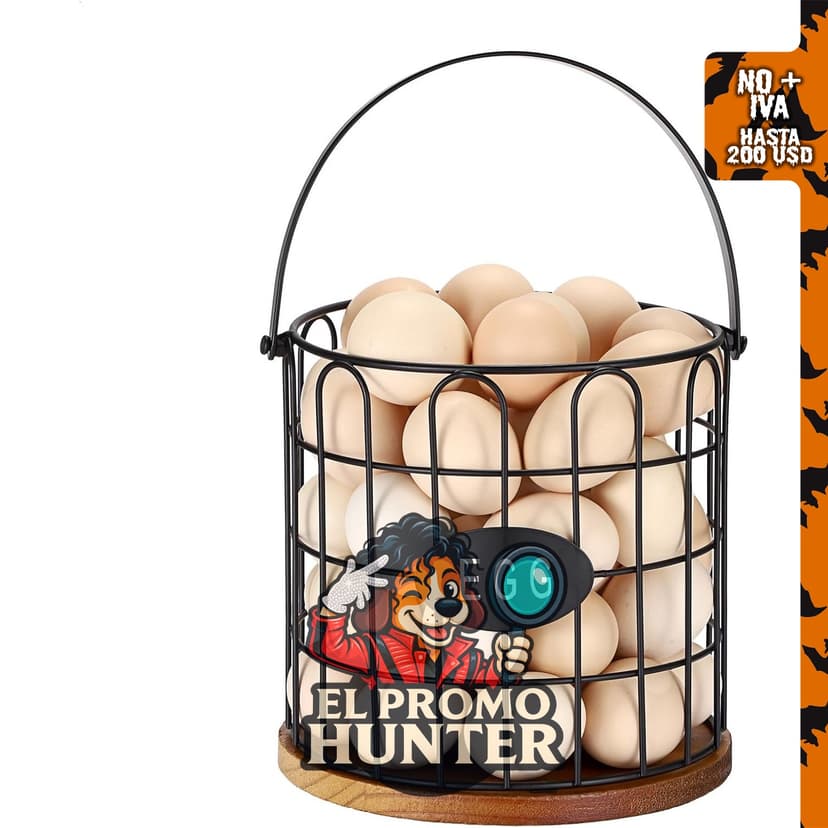 Cesta de huevos de alambre para recolectar huevos frescos.