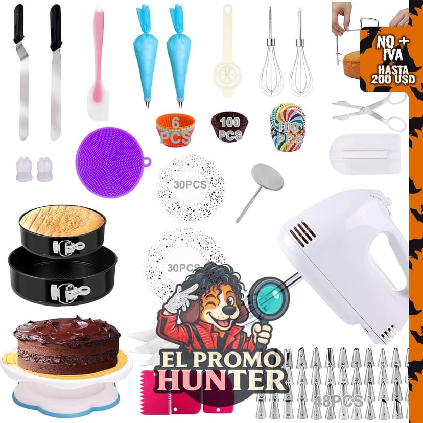 Kit de decoración de tartas de 436 piezas, incluye herramientas para hornear, batidora eléctrica y moldes para cupcakes.