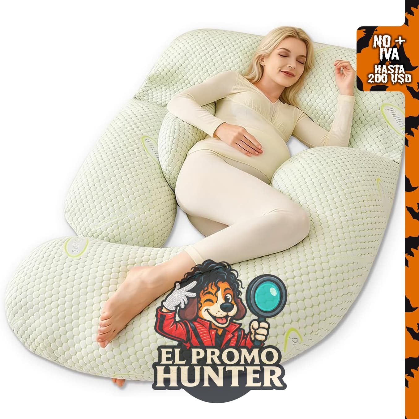 Almohada de sueño JINLEEANDAN para mujer embarazada, 62" (157 cm) en forma de U, funda desmontable.