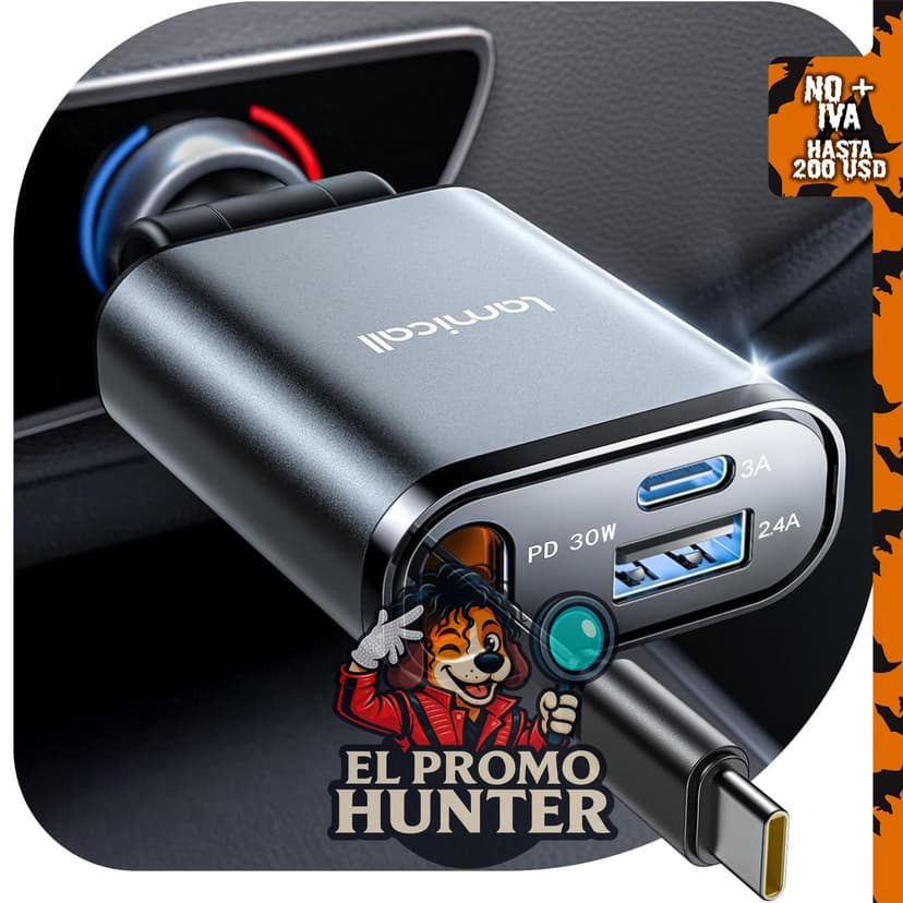 Lamicall Cargador de coche retráctil USB C 57W para iPhone 18 17 16 Duo.