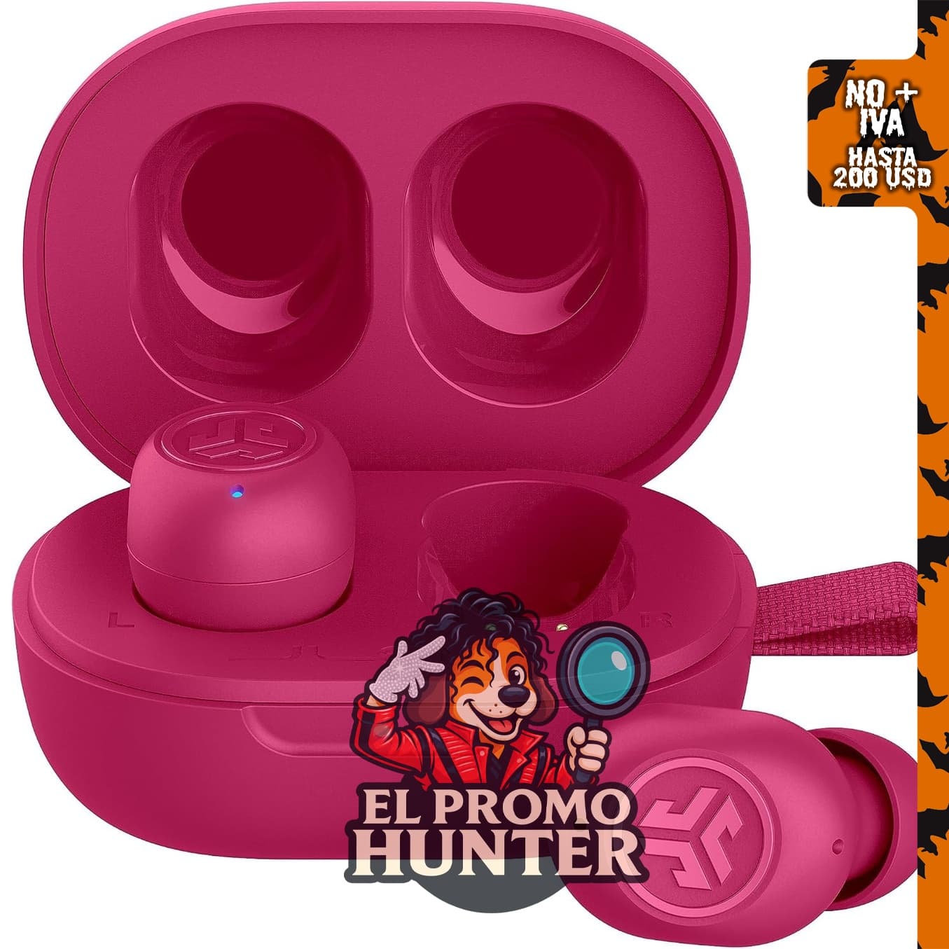JLab JBuds Mini Auriculares inalámbricos verdaderos, Bluetooth multipunto, color rosa intenso.