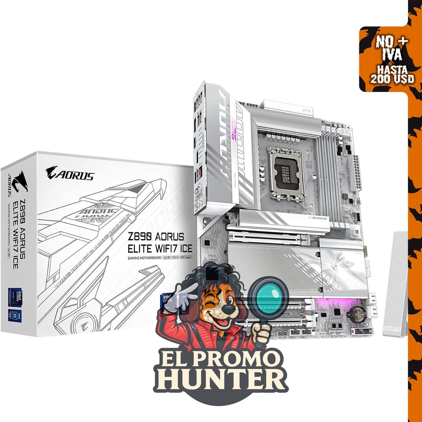 GIGABYTE Z890 AORUS Elite WIFI7 ICE, placa base LGA 1851, ATX, DDR5, 3X M.2, PCIe 5.0, Thunderbolt 4, WIFI7, 2.5GbE LAN.