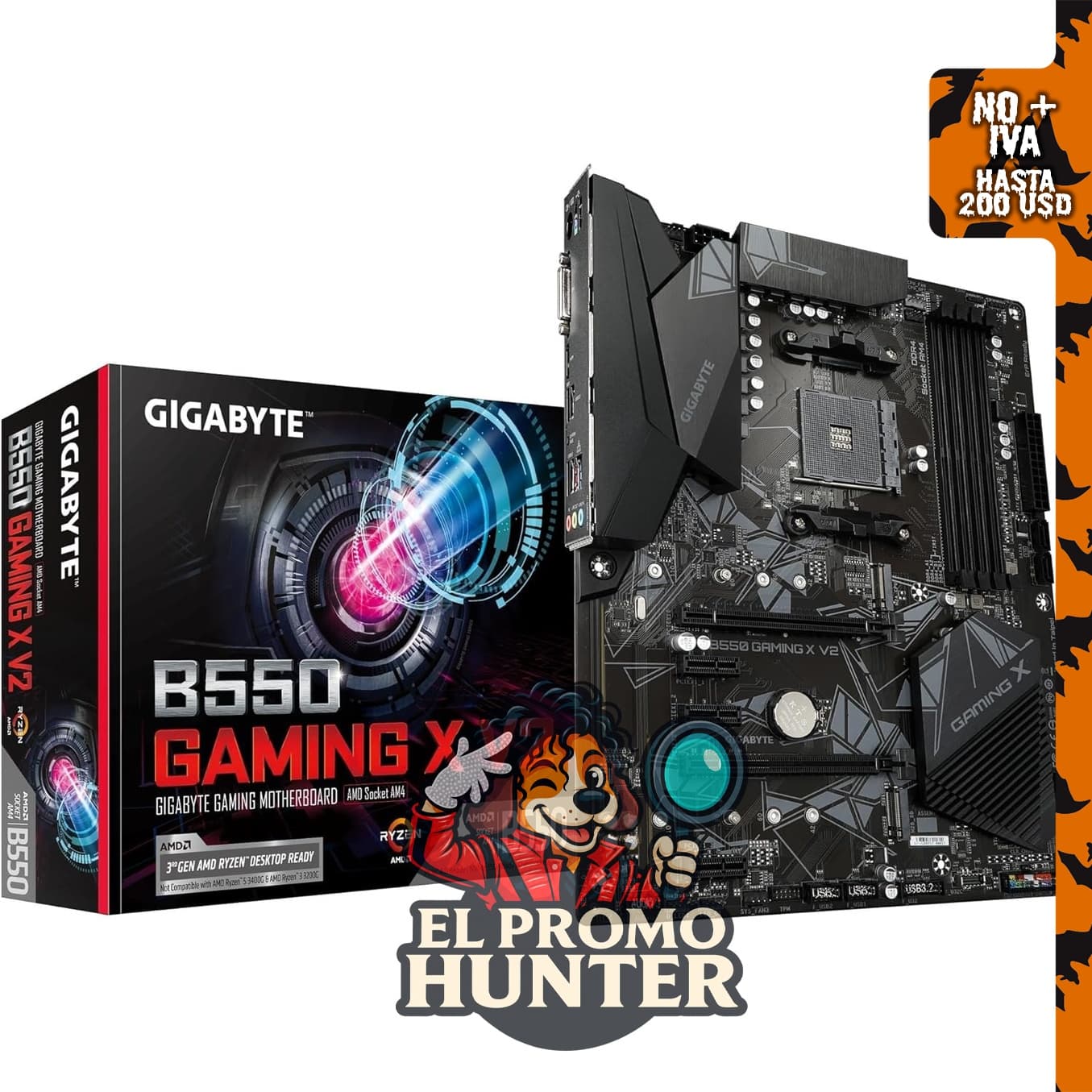 GIGABYTE Placa base B550 Gaming X V2 AMD AM4 ATX, compatible con procesadores Ryzen serie 5000/4000/3000, DDR4.
