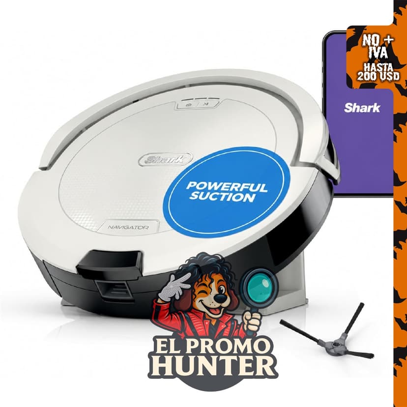 Aspiradora robot Shark Navigator AV2120 con navegación SmartPath y cepillo autolimpiable.