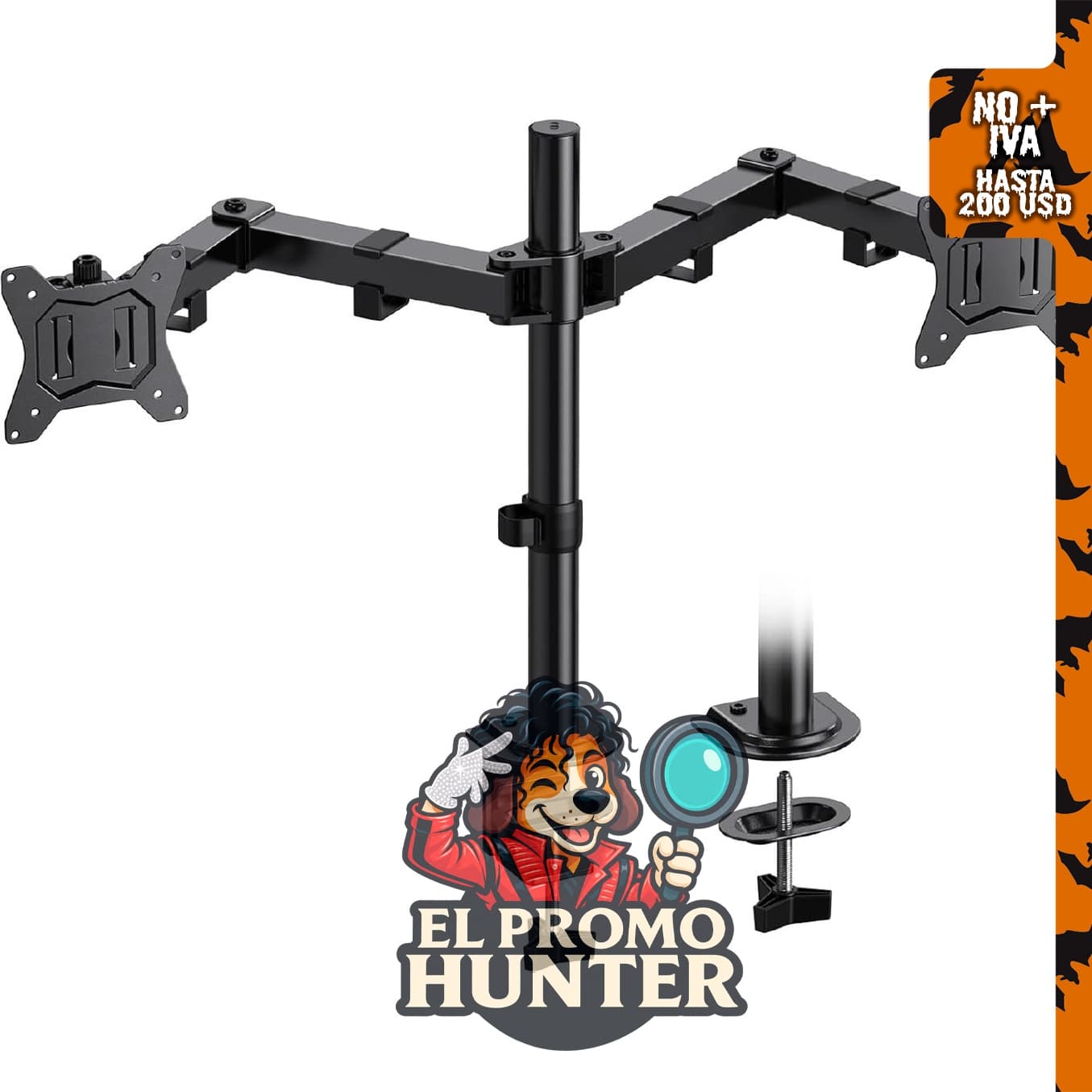 HUANUO Soporte de monitor doble para 2 monitores de hasta 32" (81 cm), capacidad de 7.9 kg.
