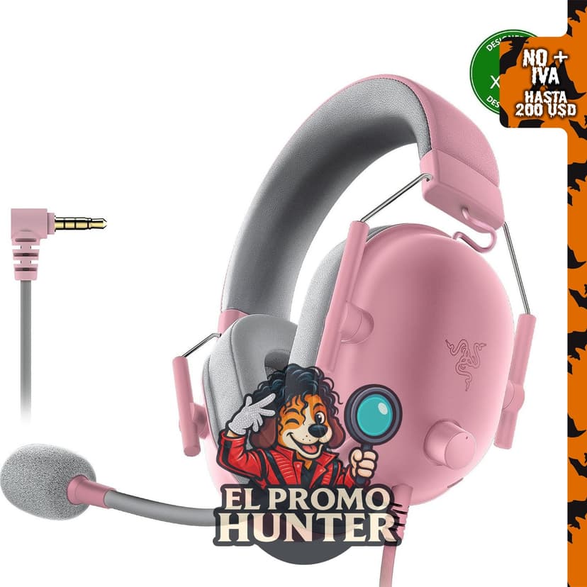 Razer BlackShark V2 X Auriculares con cable para juegos para Xbox, rosa.