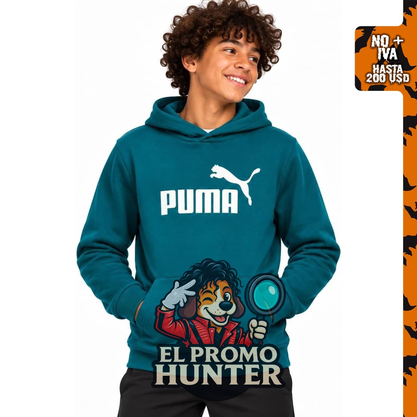 PUMA Sudadera con capucha de forro polar para niños, con bolsillos canguro.