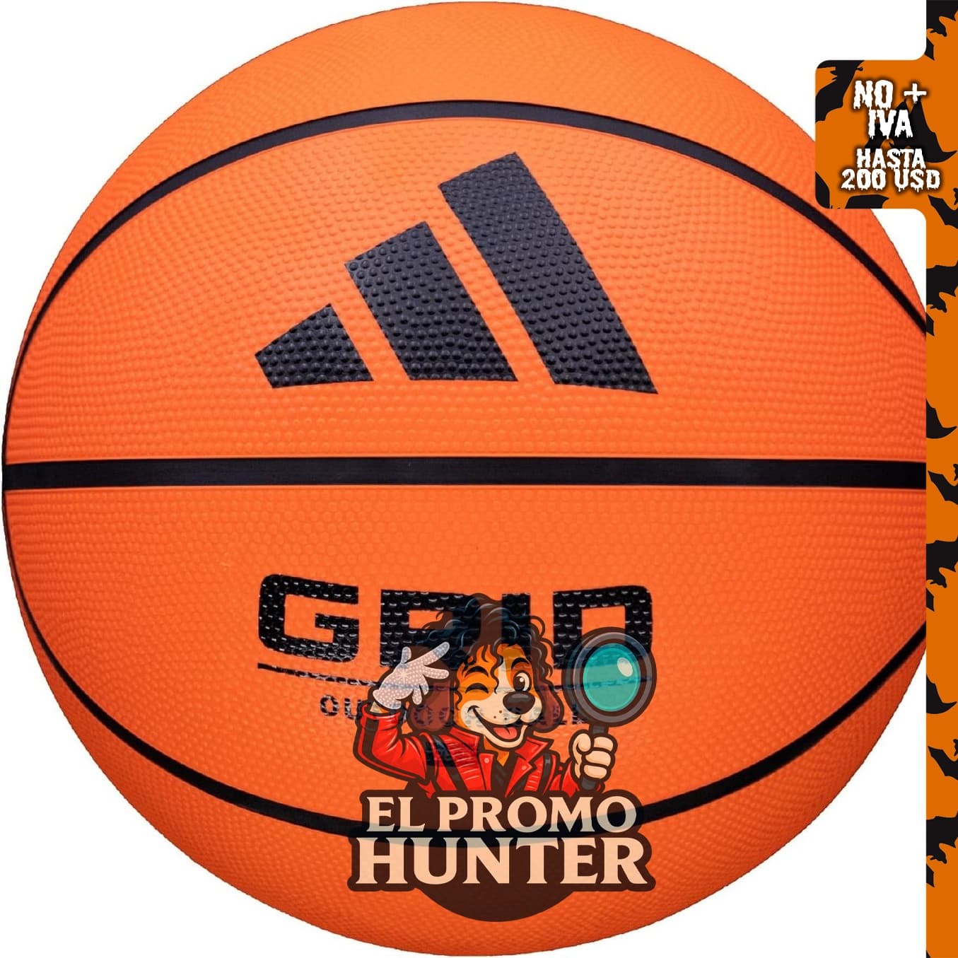 Baloncesto de goma recreativo adidas Cuadrícula, apto para exteriores e interiores.