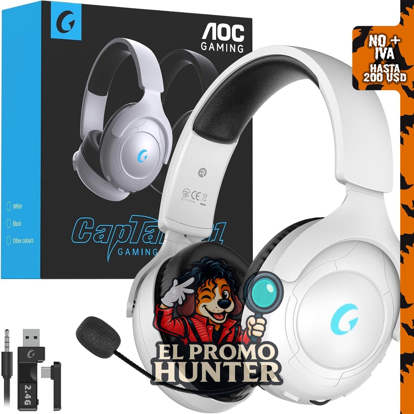 AOC Auriculares inalámbricos para juegos para PS5, compatibles con sistemas Nintendo.