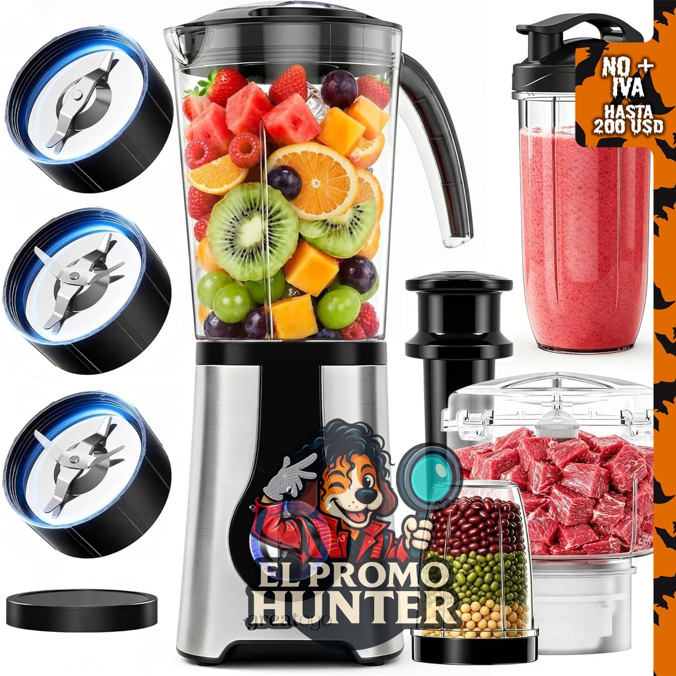Mezclador y procesador de alimentos Combo de Greatogo para encimera.