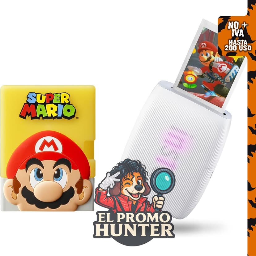 Fujifilm Instax Mini Link 3 Super Mario - Impresora para smartphone con funda de silicona.