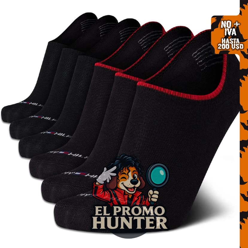 Tommy Hilfiger calcetines invisibles para hombre, paquete de 6, mezcla de algodón, elásticos y acolchados.