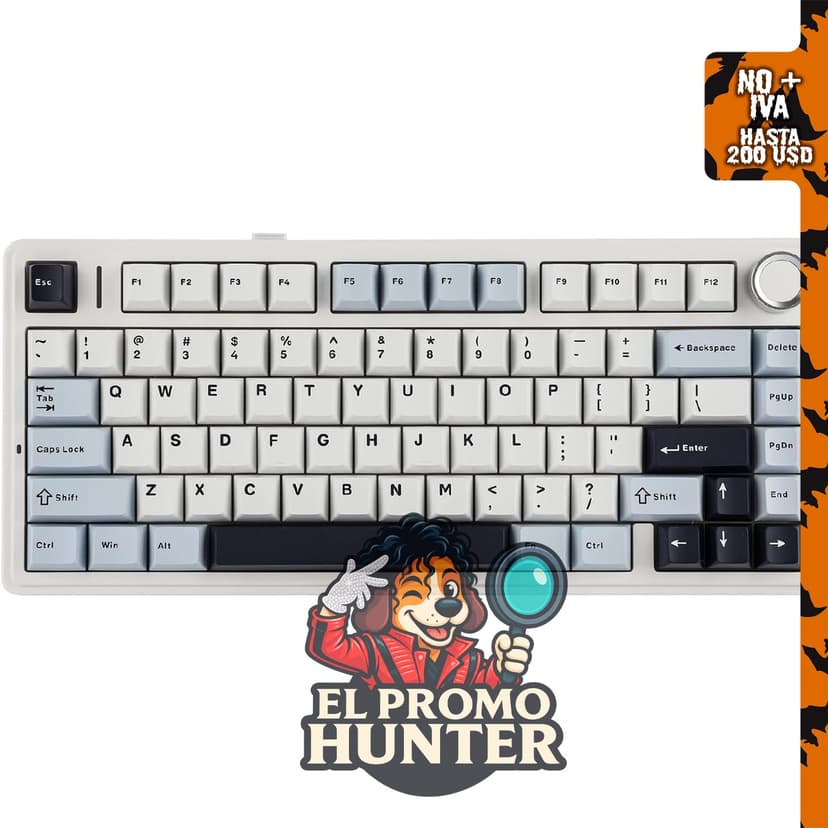 EPOMAKER x Aula F75, teclado mecánico 75% inalámbrico, intercambiable en caliente, con conectividad BT/2.4GHz/USB-C y retroiluminación RGB.