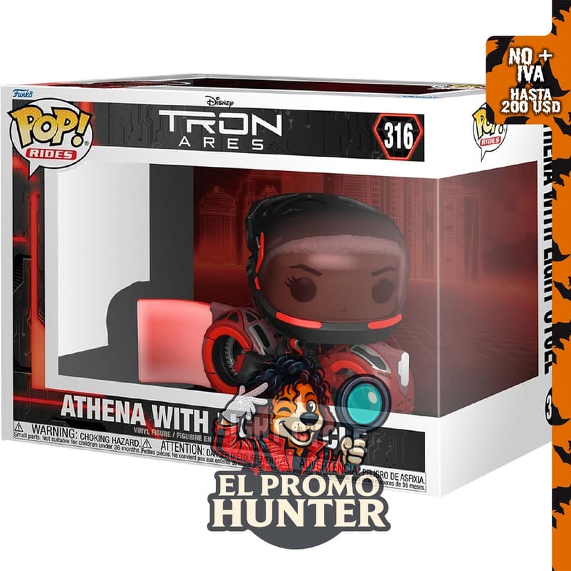 Funko Pop! Ride: Tron: Ares - Athena con ciclo de luz, figura de vinilo coleccionable.