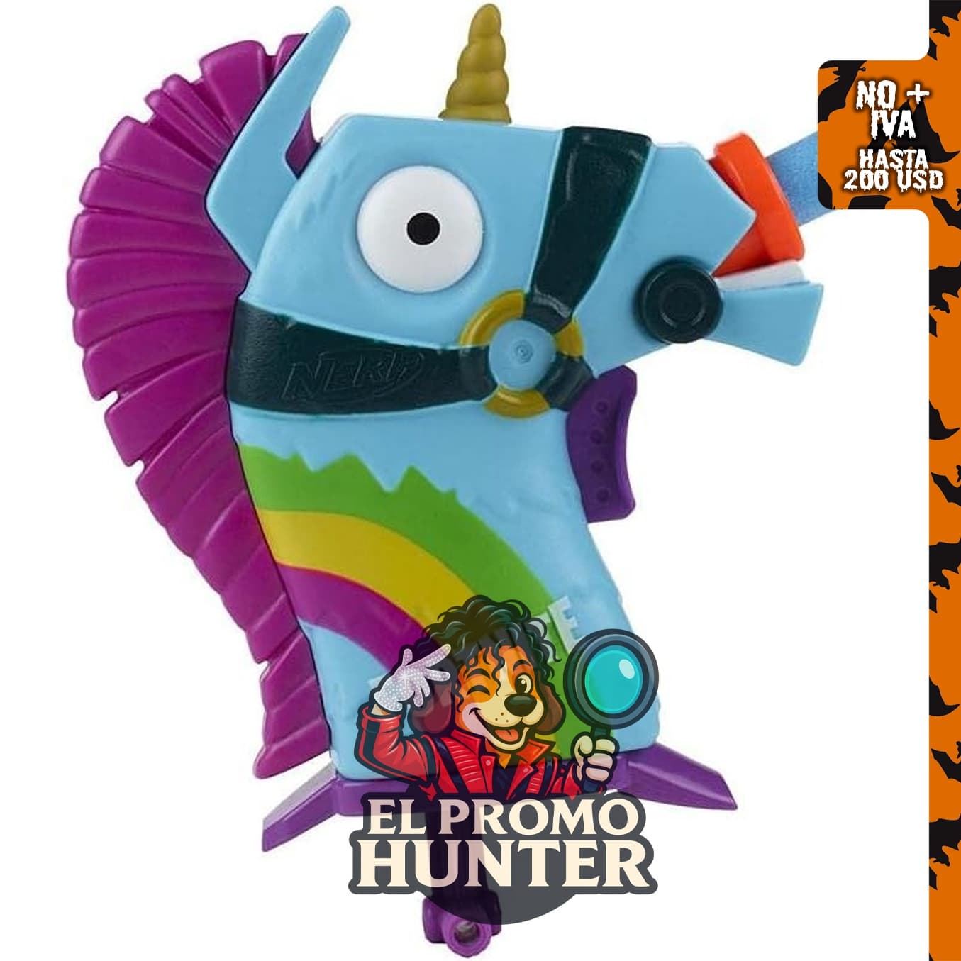 Nerf MicroShots Fortnite Rainbow Smash, mini lanzador que dispara dardos y 2 dardos oficiales Elite.